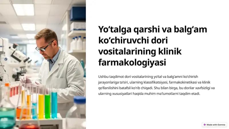 Yoʻtalga qarshi va balgʻam koʻchiruvchi dori vositalarining klinik farmakologiyasi