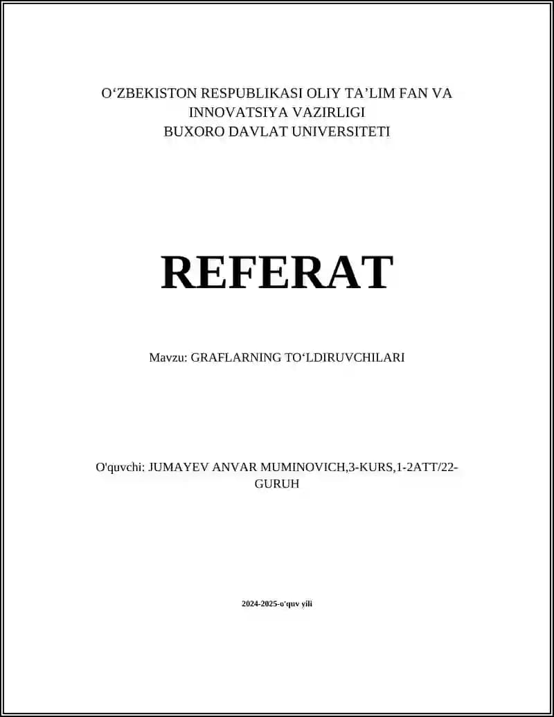 GRAFLARNING TOʻLDIRUVCHILARI