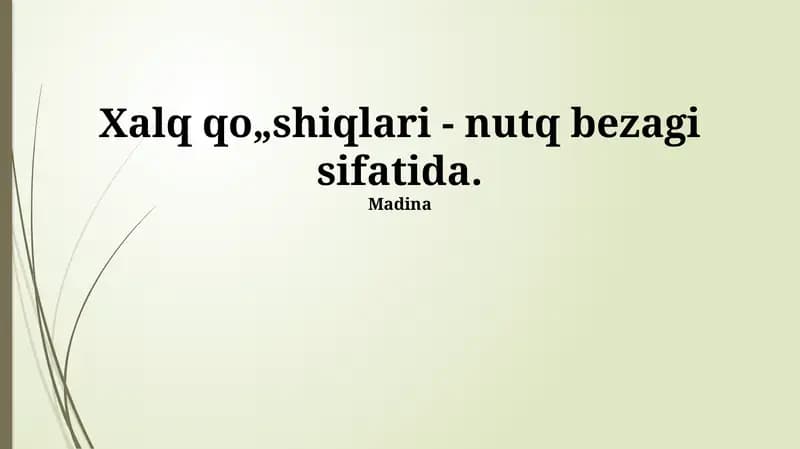 Xalq qo'shiqlari - nutq bezagi sifatida