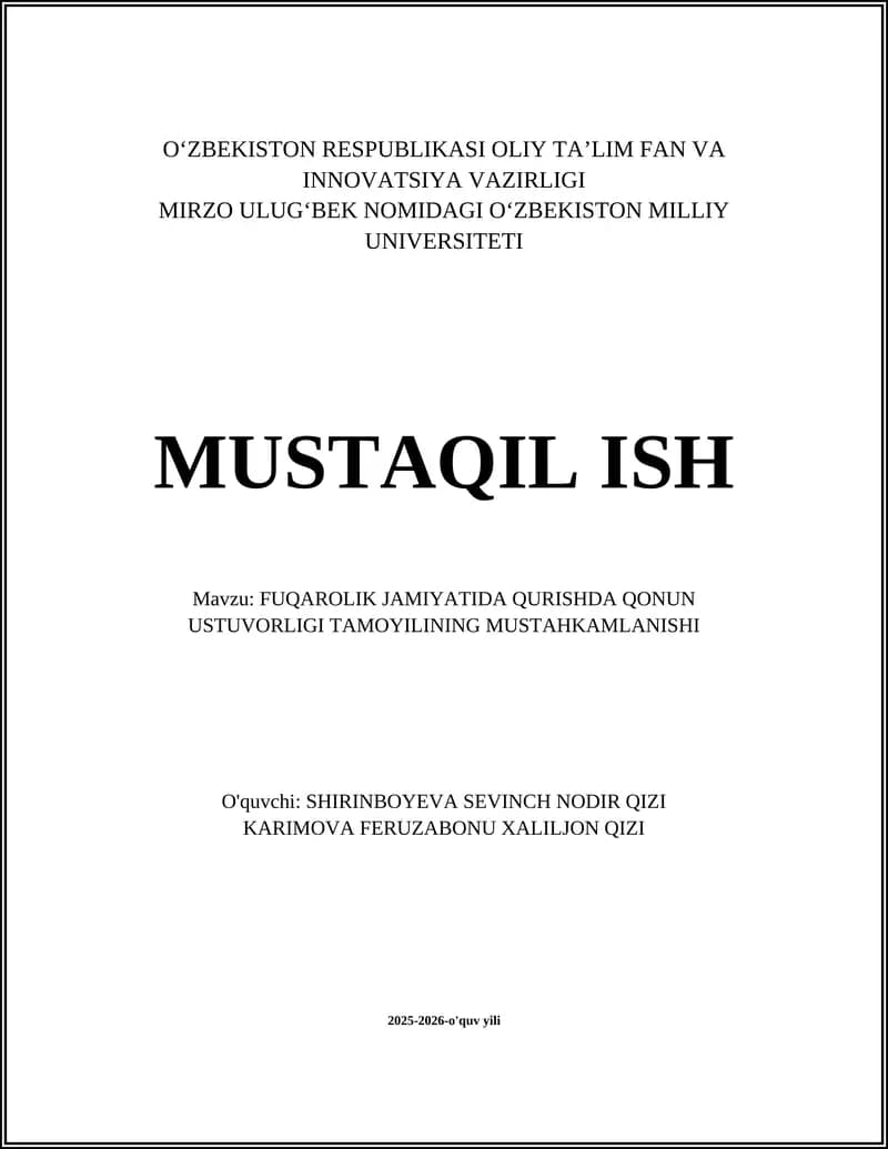 Qonun ustuvorligi fuqarolik jamiyatida