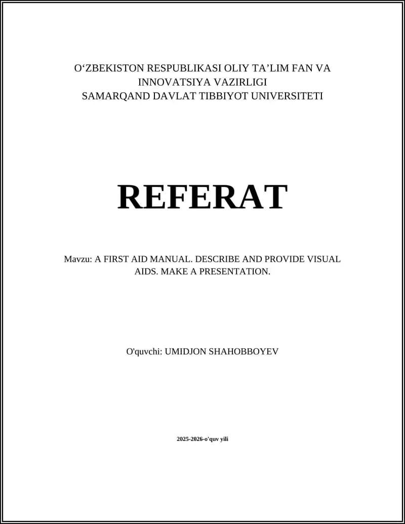 A FIRST AID MANUAL
