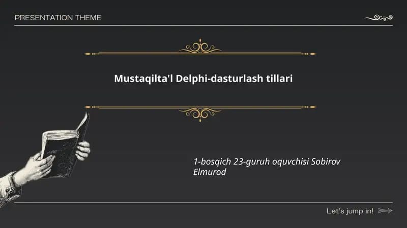 Delphi-dasturlash tillari