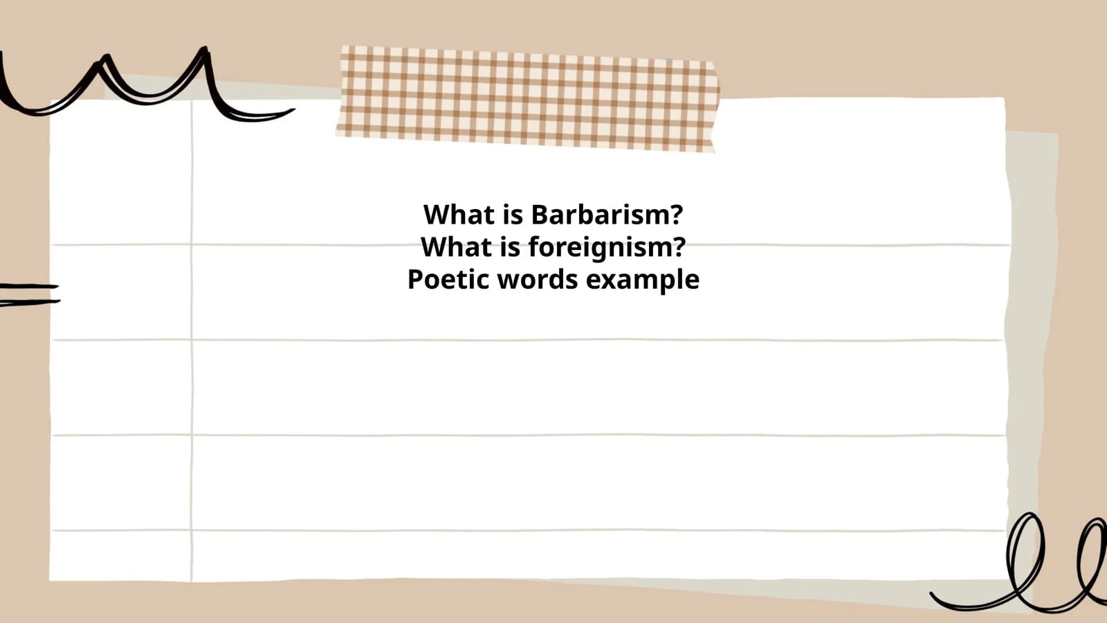 Barbarism, Foreignism, Poetic Words Example