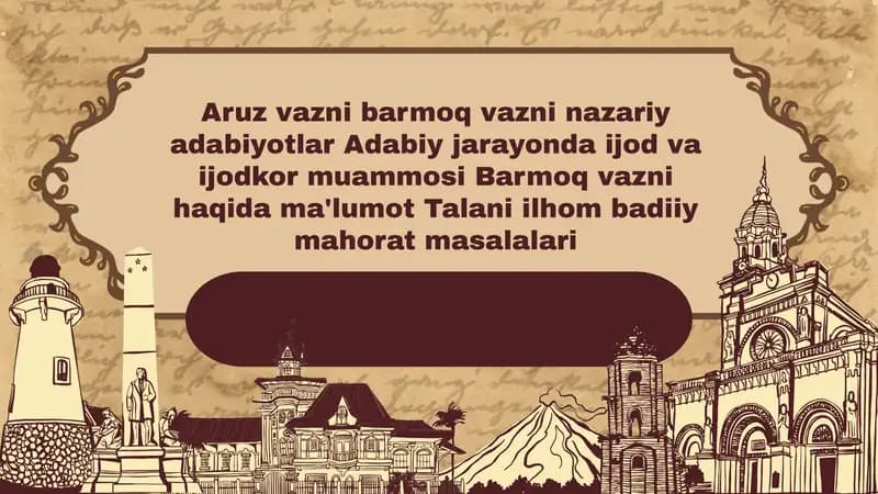 Aruz Vazni Barmoq Vazni Nazariy Adabiyotlar