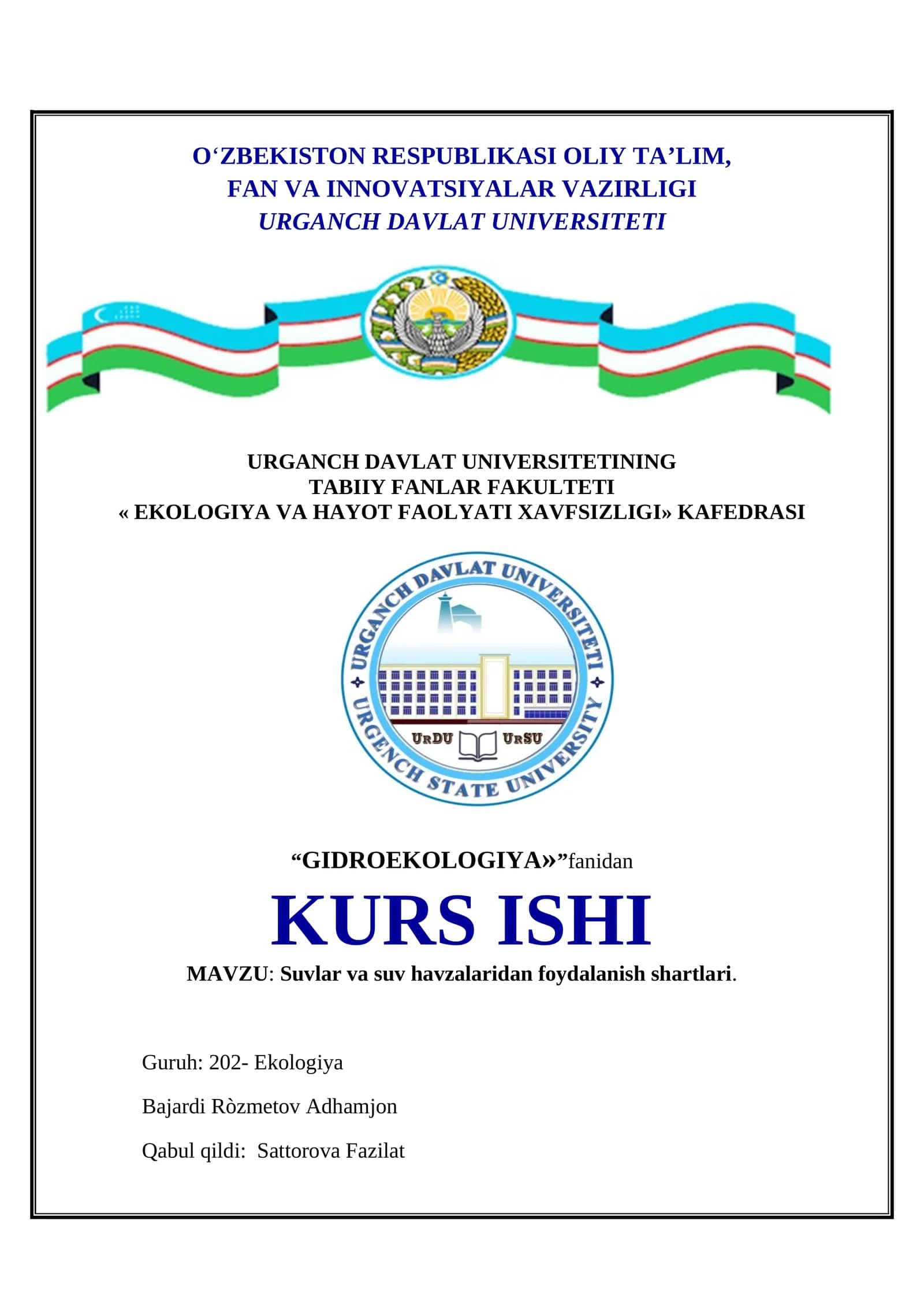 Suvlar va suv havzalaridan foydalanish shartlari