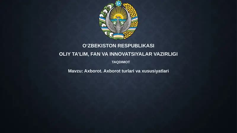 Axborot tushunchasi va turlari