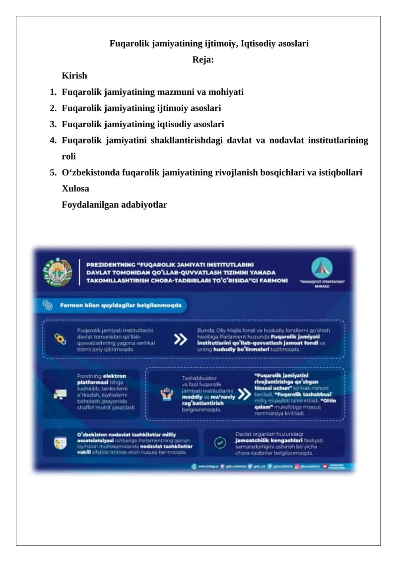 Fuqarolik jamiyatining ijtimoiy, Iqtisodiy asoslari