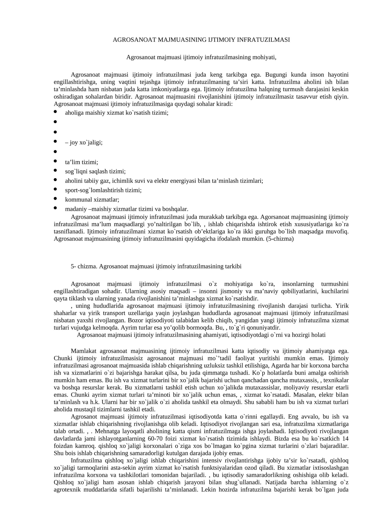 Agrosanoat majmuasi ijtimoiy infratuzilmasi