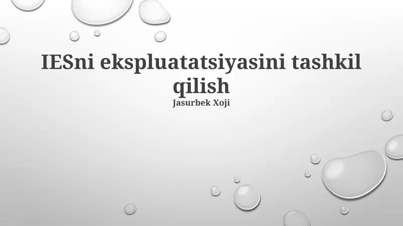 IESni ekspluatatsiyasini tashkil qilish
