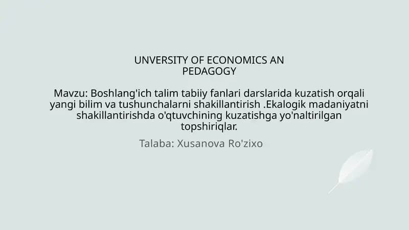 Boshlang'ich talim tabiiy fanlari darslari