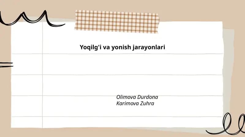 Yoqilg'i va yonish jarayonlari