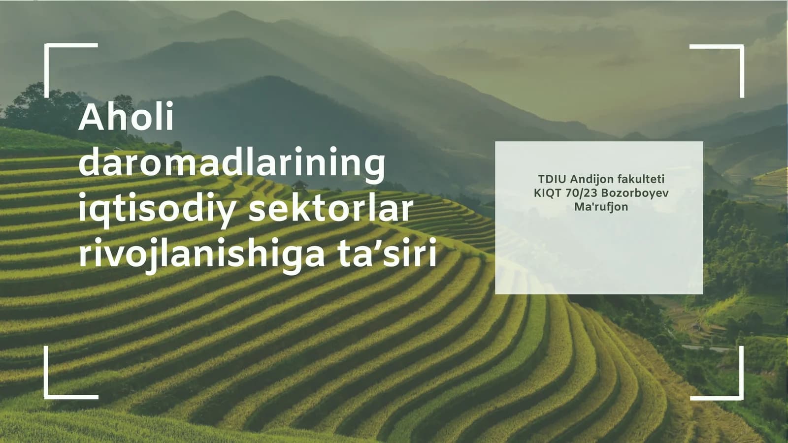 Aholi daromadlarining iqtisodiy sektorlar rivojlanishiga ta’siri