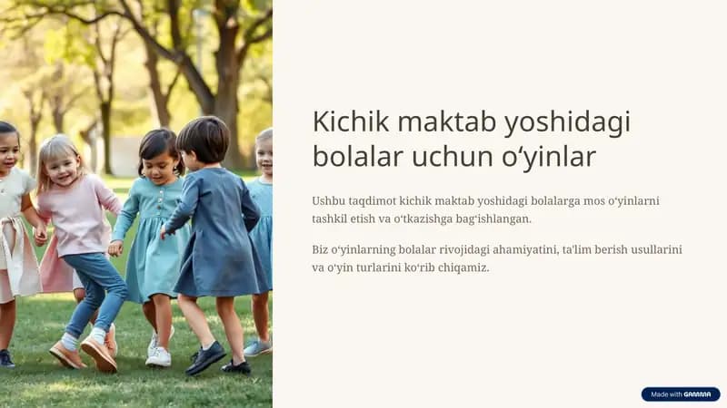 Kichik maktab yoshidagi bolalar uchun oʻyinlar