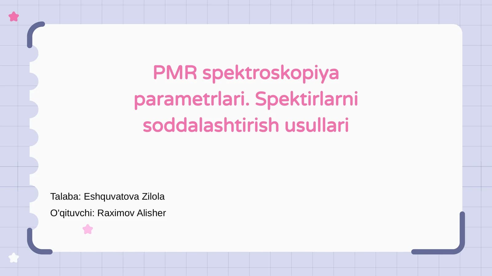 PMR spektroskopiya parametrlari