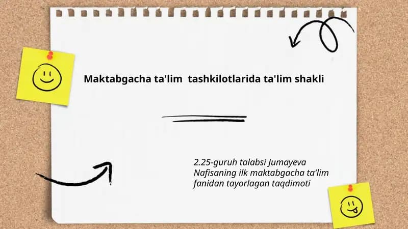Jumayeva Nafisaning ilk maktabgacha ta'lim fanidan tayorlagan taqdimoti