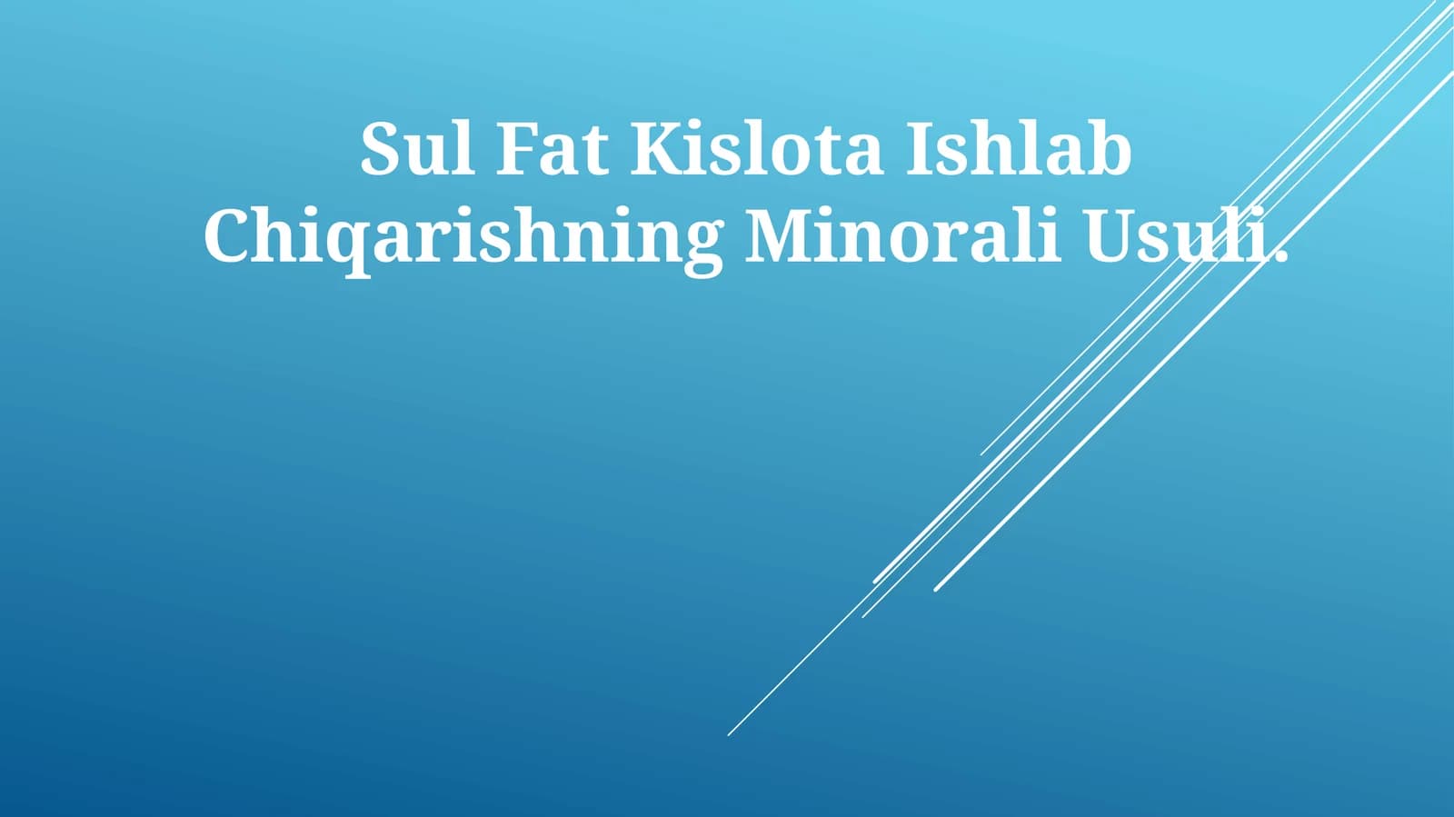 Sul Fat Kislota Ishlab Chiqarishning Minorali Usuli