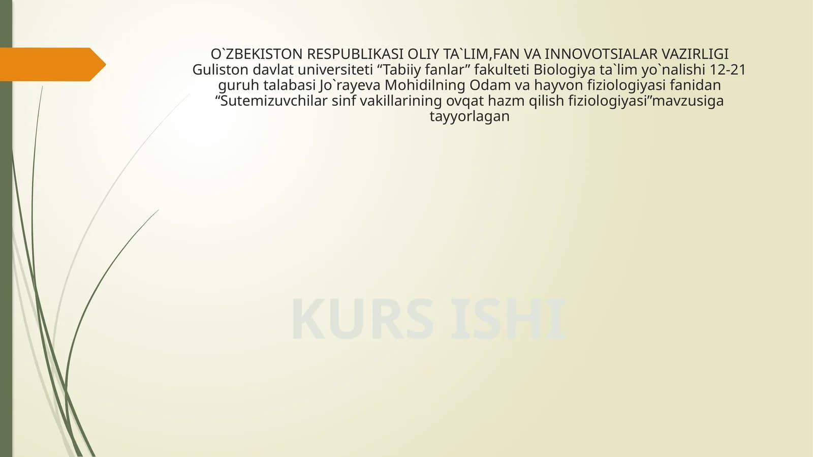 Sutemizuvchilar sinf vakillarining ovqat hazmqilish fiziologiyasi