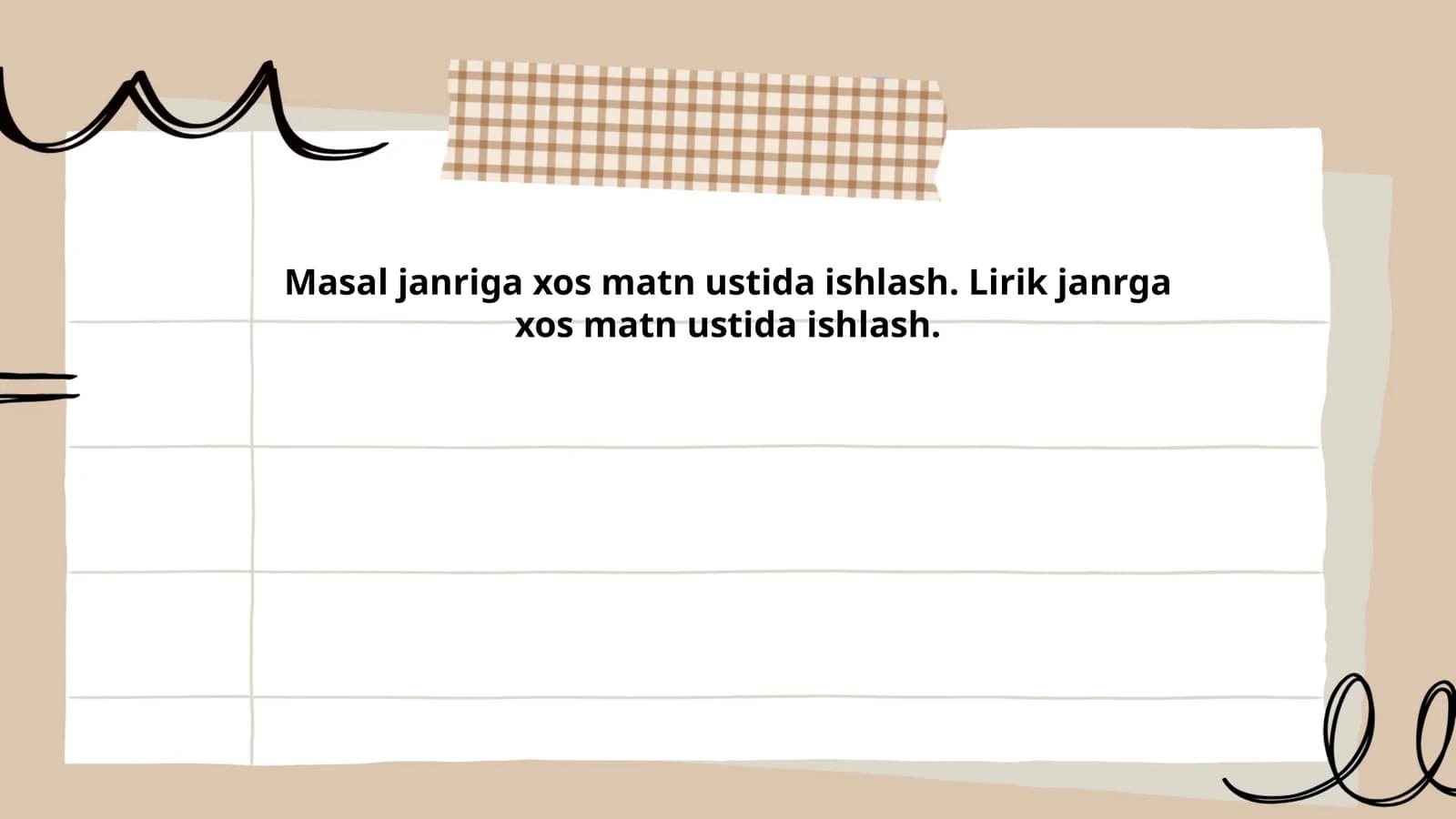 Masal janriga xos matn ustida ishlash. Lirik janrga xos matn ustida ishlash