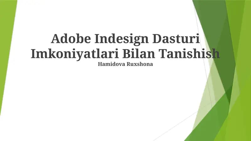 Adobe InDesign Dasturi Imkoniyatlari Bilan Tanishish