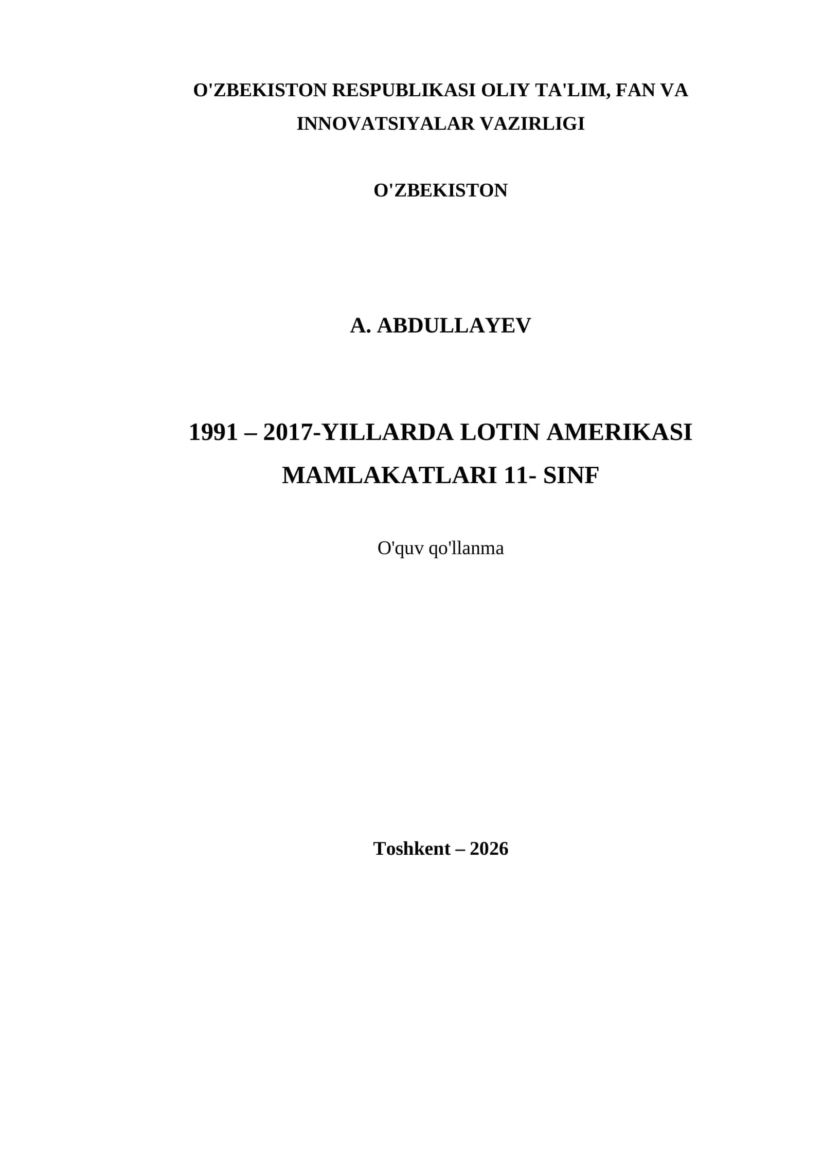 1991 – 2017-YILLARDA LOTIN AMERIKASI MAMLAKATLARI 11- SINF