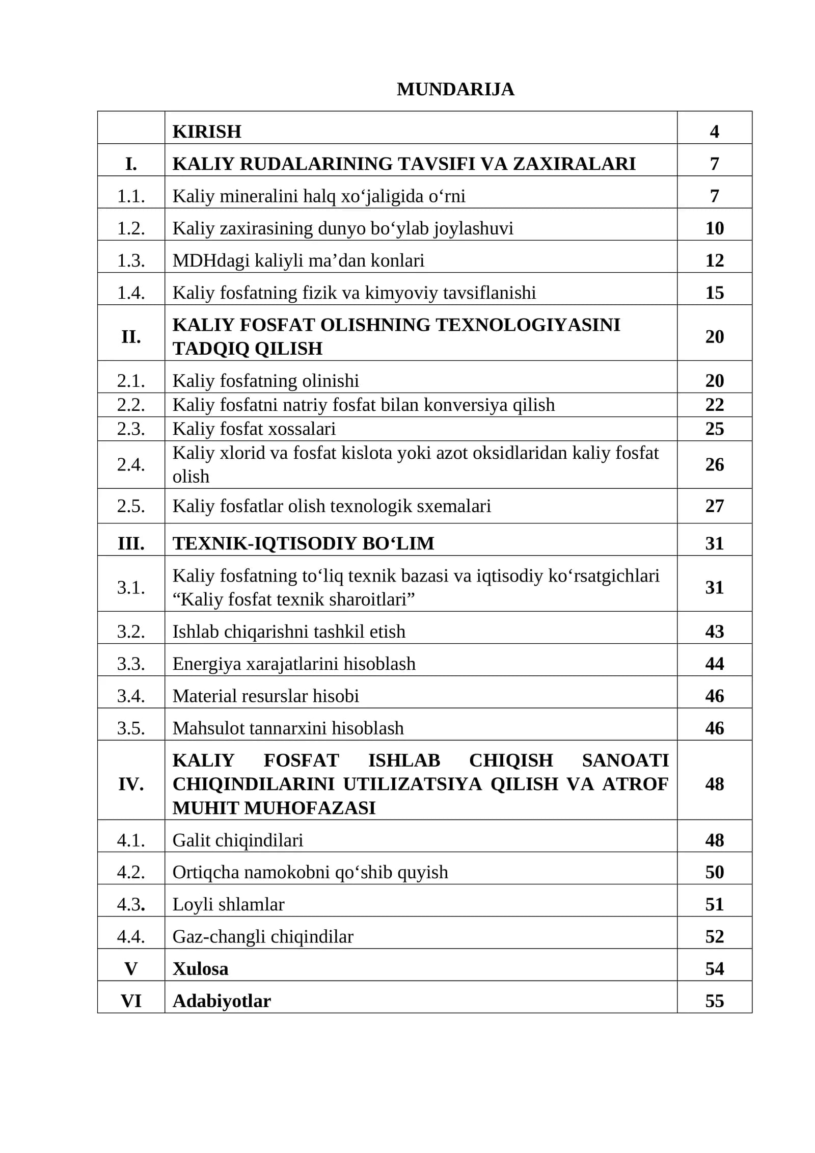 Kaliy fosfat olish texnologik konstruksiyasi innovatsion texnologiyalar asosida takomillashtirish