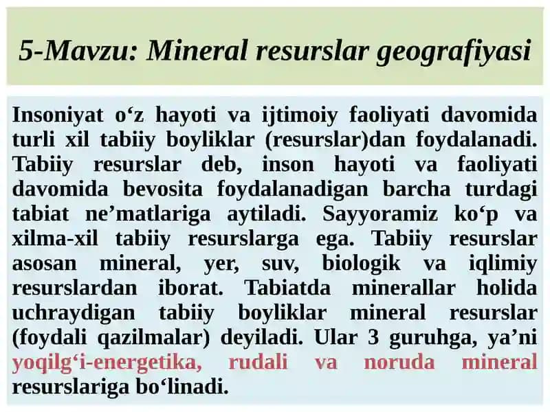 Mineralresurslar geografiyasi