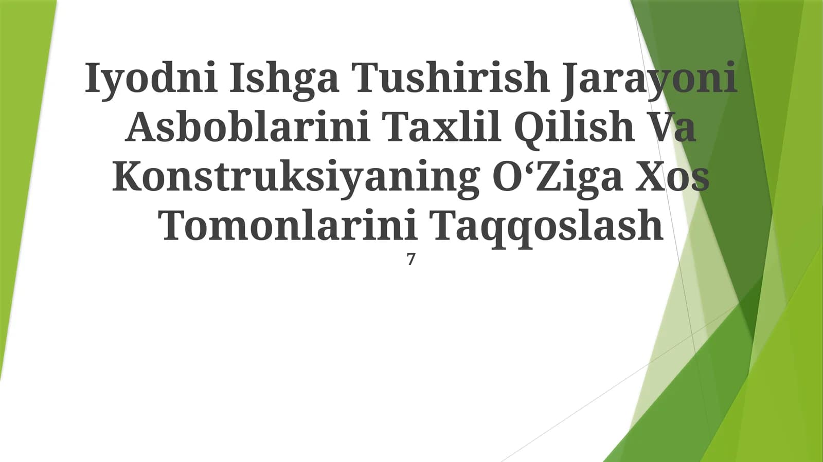 Iyodni Ishga Tushirish Jarayoni Asboblarini Taxlil Qilish Va Konstruksiyaning OʻZiga Xos Tomonlarini Taqqoslash