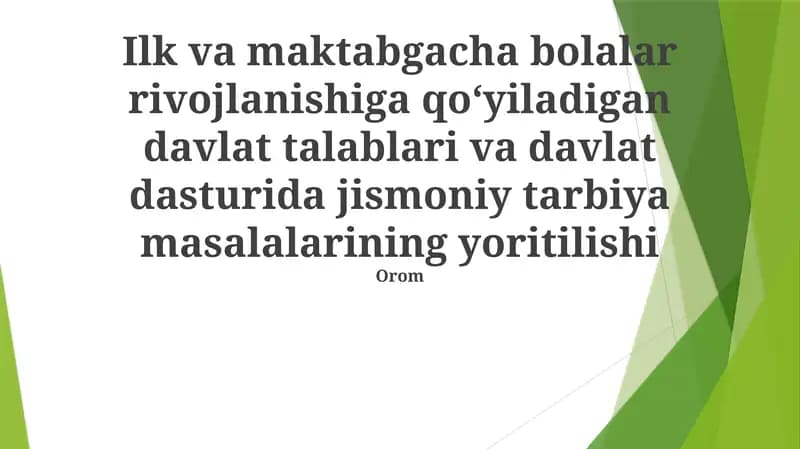 Maktabgacha yoshdagi bolalar uchun jismoniy tarbiya resurslari