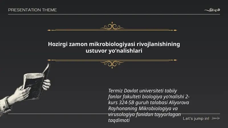 Mikrobiologiya va virusologiya fanidan ta'lim
