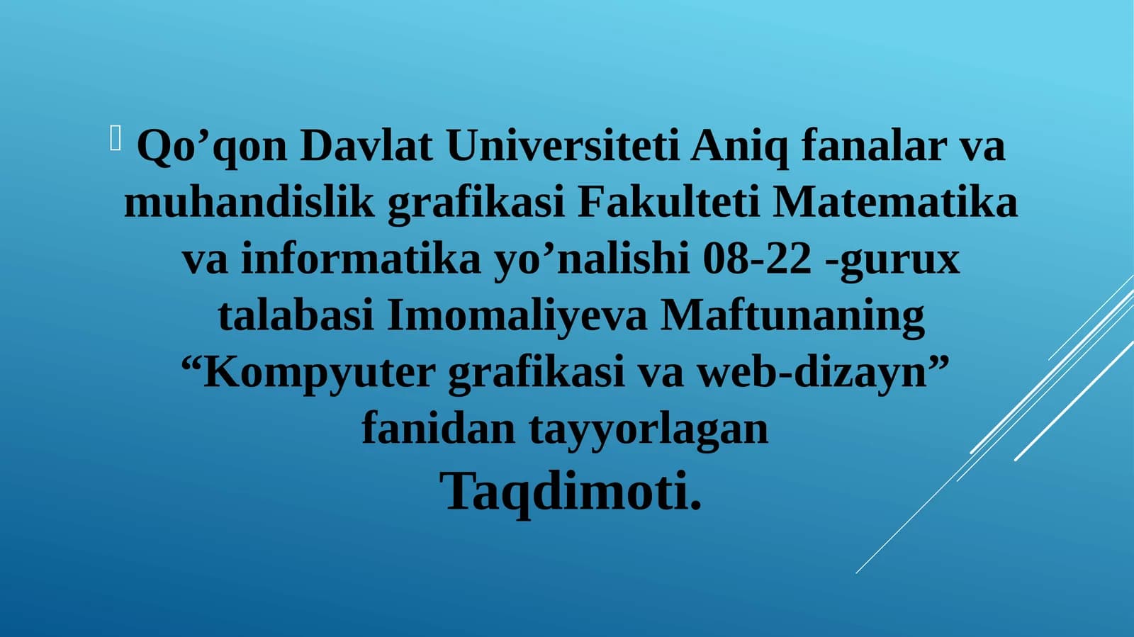 Matematika va informatika yo’nalishi