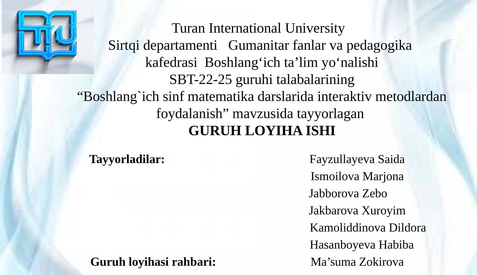 Boshlang'ich sinf matematik darslarida interaktiv metodlardan foydalanish