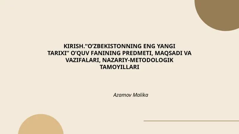 O‘zbekistonning eng yangi tarixi