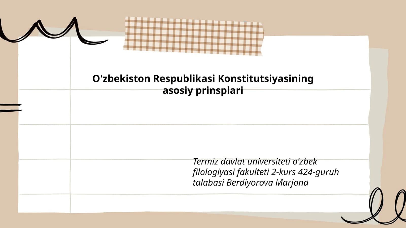O'zbekiston Respublikasi Konstitutsiyasining asosiy prinsplari
