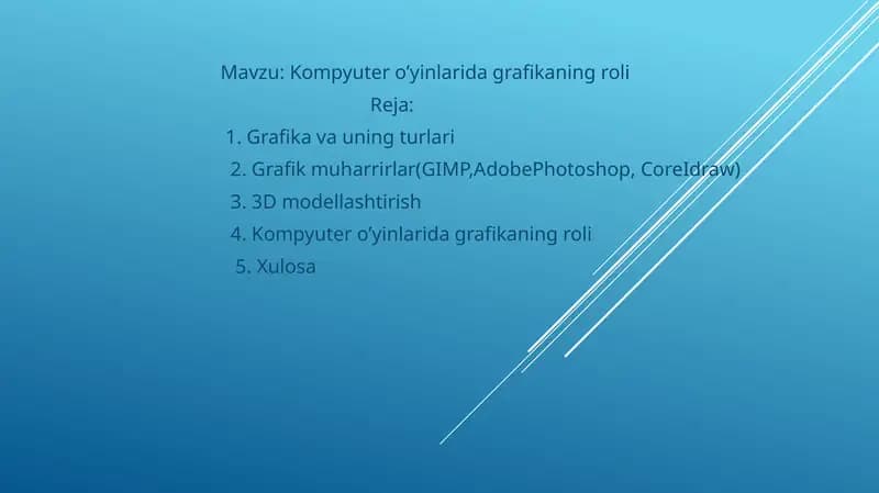 Kompyuter o'yinlarida grafikaning roli