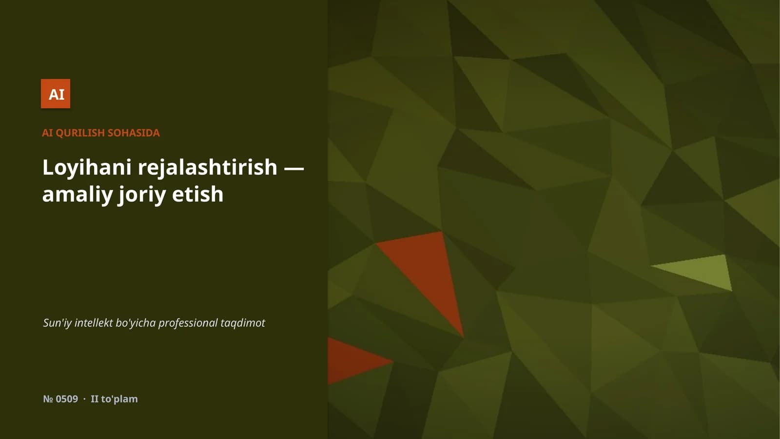 AI QURILISH SOHASIDA