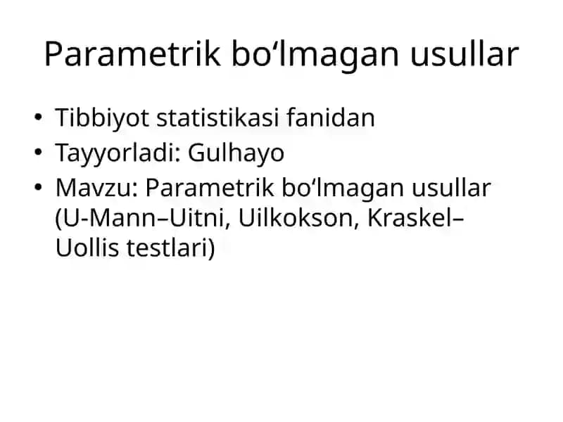 Parametrik bo‘lmagan usullar