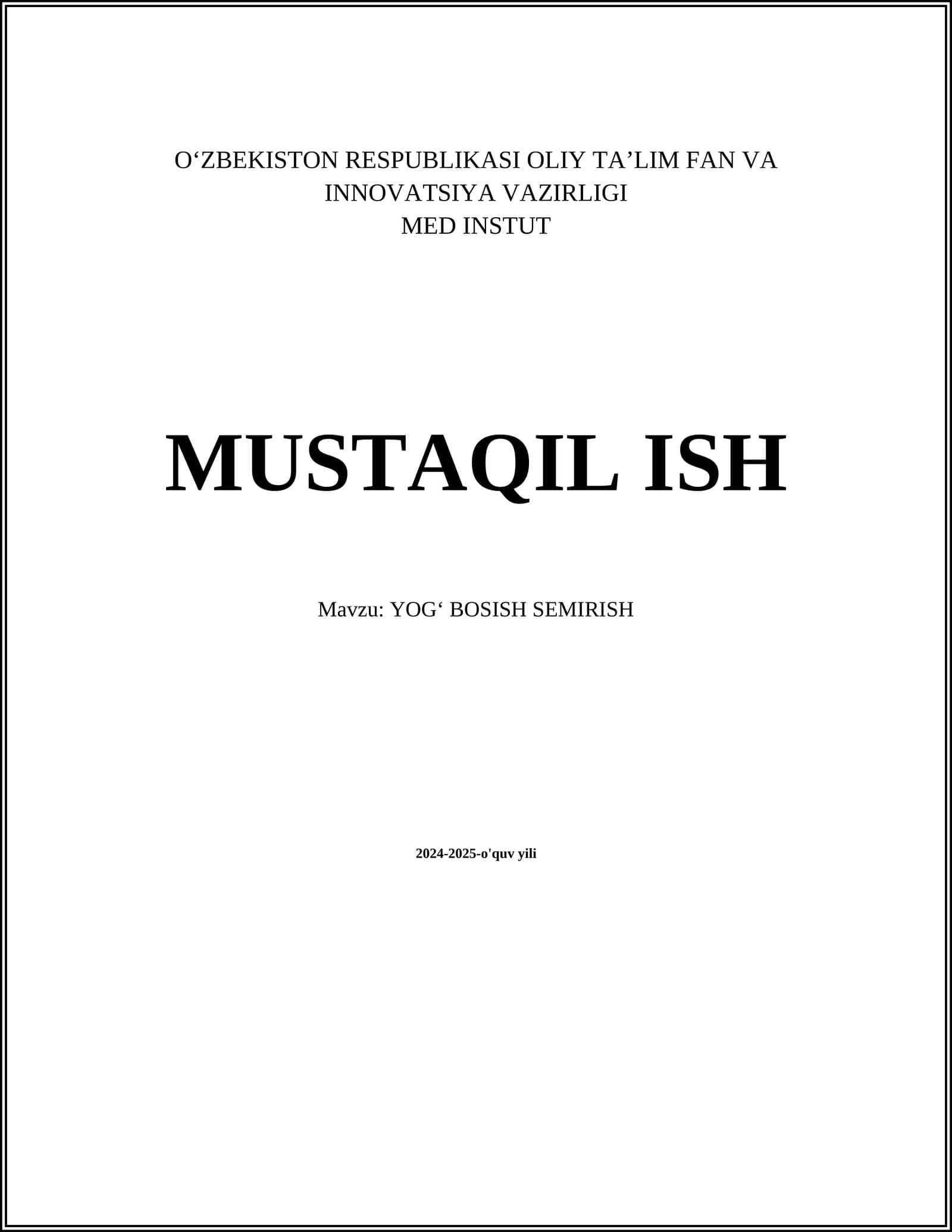 YOGʻ BOSISH SEMIRISH