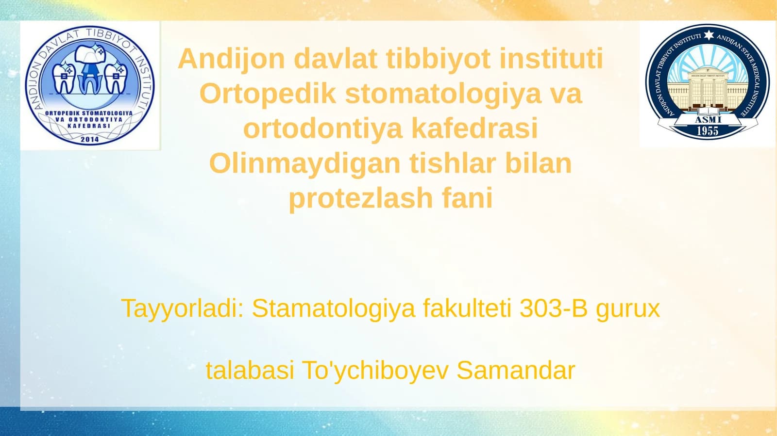 Ortopedik stomatologiya va ortodontiya