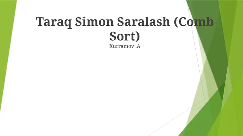 Taraq Simon Saralash (Comb Sort)
