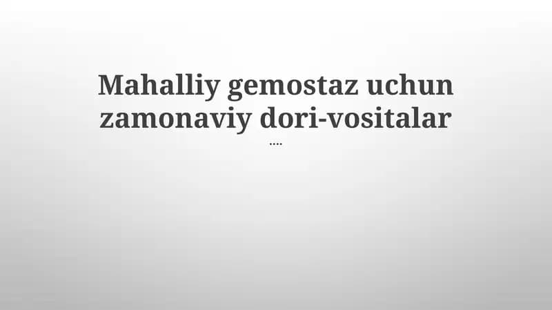 Zamonaviy mahalliy og'riqsizlantiruvchi vositalar
