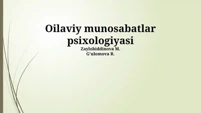 Oilaviy munosabatlar psixologiyasi