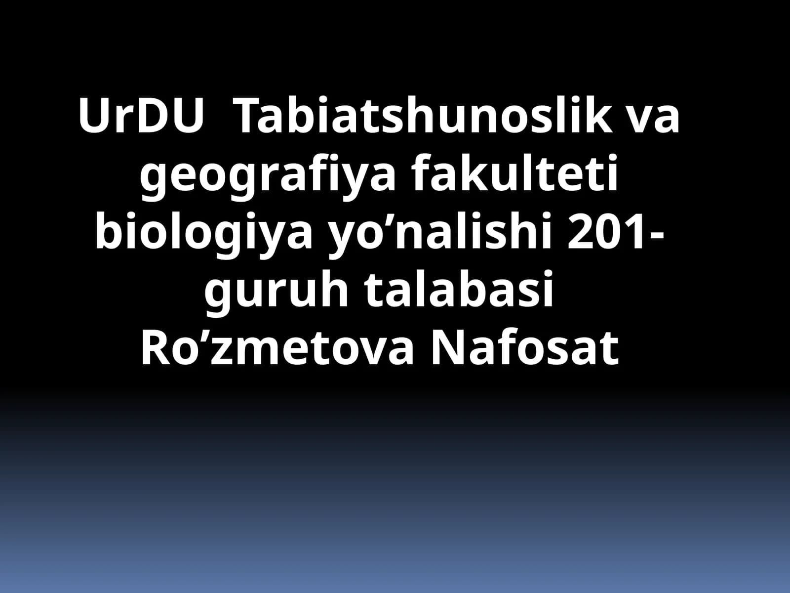 UrDU Tabiatshunoslik va Geografiya fakulteti biologiya yo'nalishiga tegishli darslik