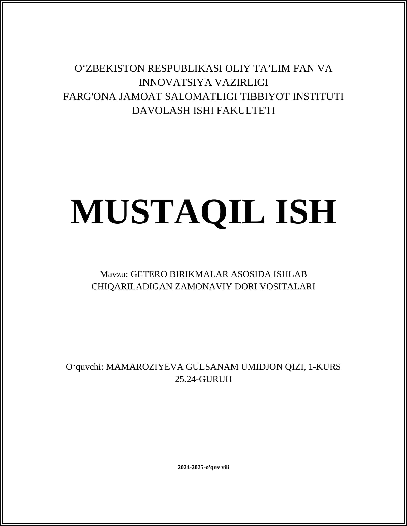 Zamonaviy Dori Vositalari