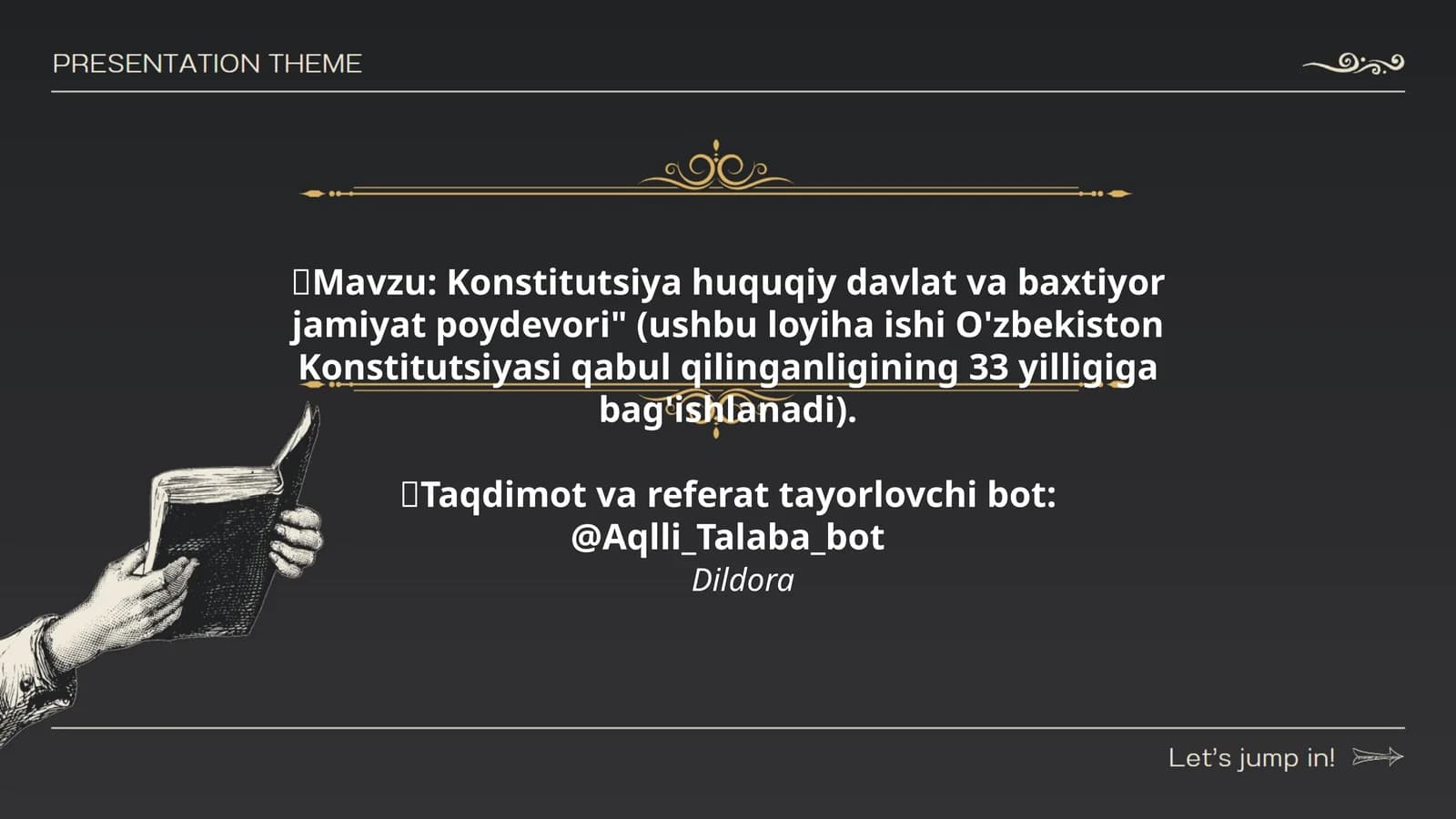 Konstitutsiya huquqiy davlat va baxtiyor jamiyat poydevori
