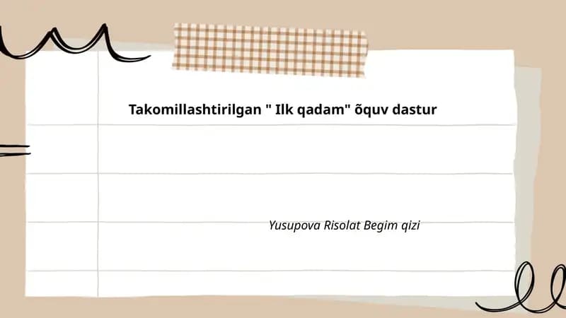 Takomillashtirilgan "Ilk qadam" õquv dastur