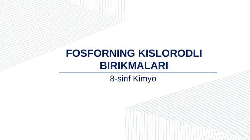 FOSFORNING KISLORODLI BIRIKMALARI