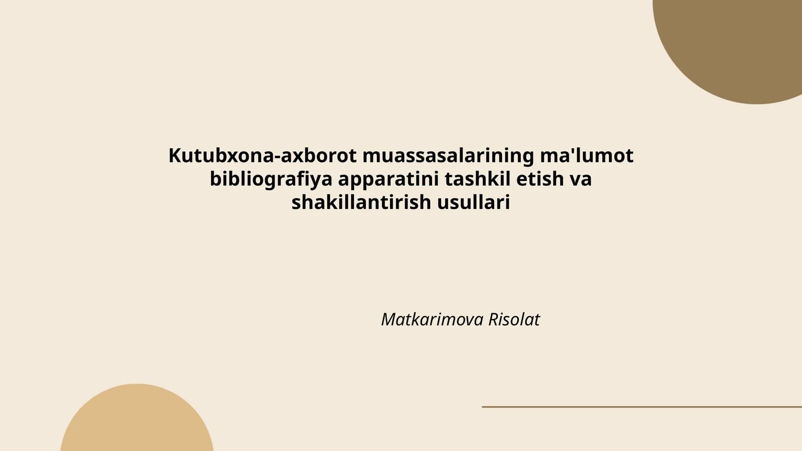 Kutubxona-axborot muassasalarining ma'lumot bibliografiya apparatini tashkil etish va shakillantirish usullari