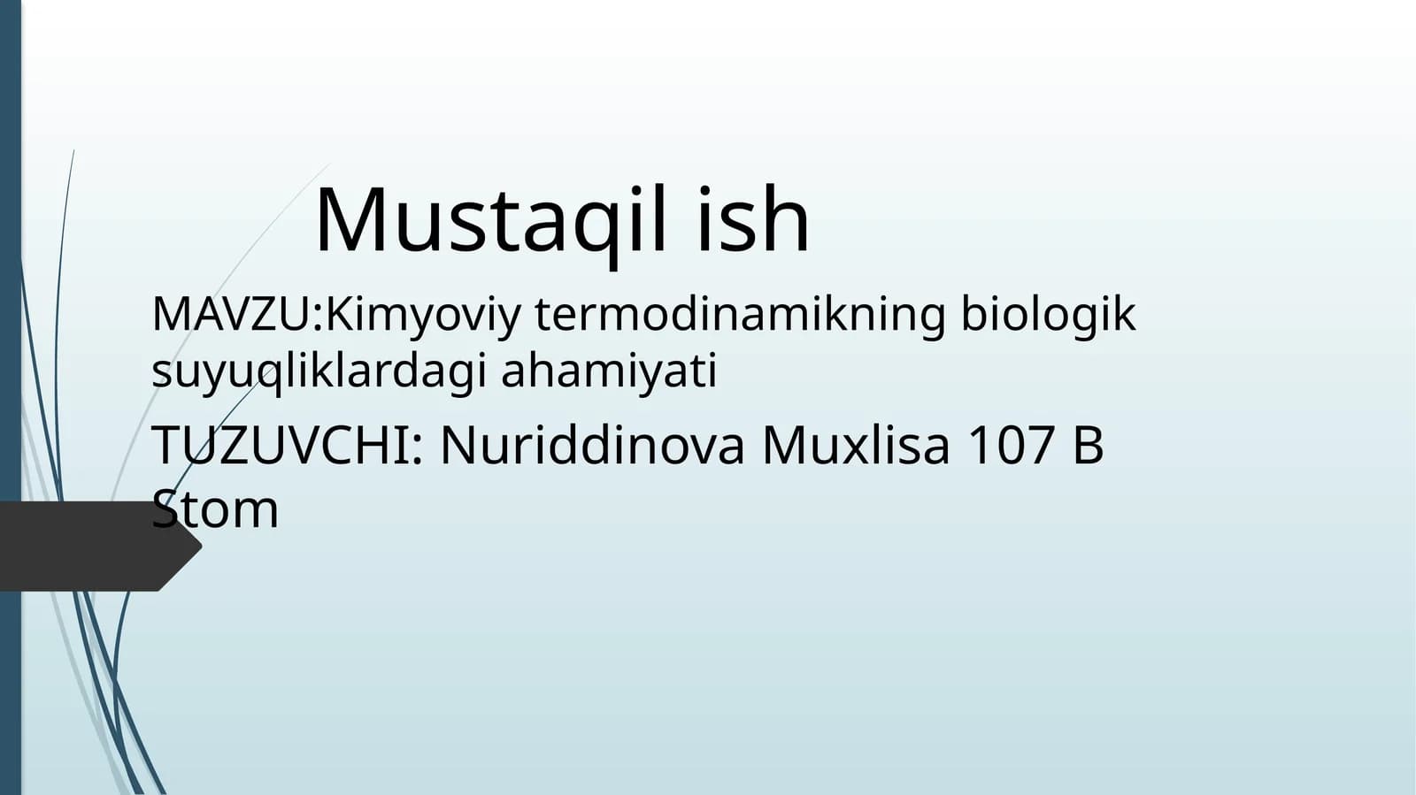 Kimyoviy termodinamikaning biologik suyuqliklardagi ahamiyati