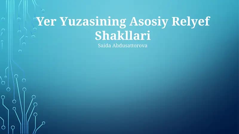 Yer Yuzasining Asosiy Relyef Shakllari