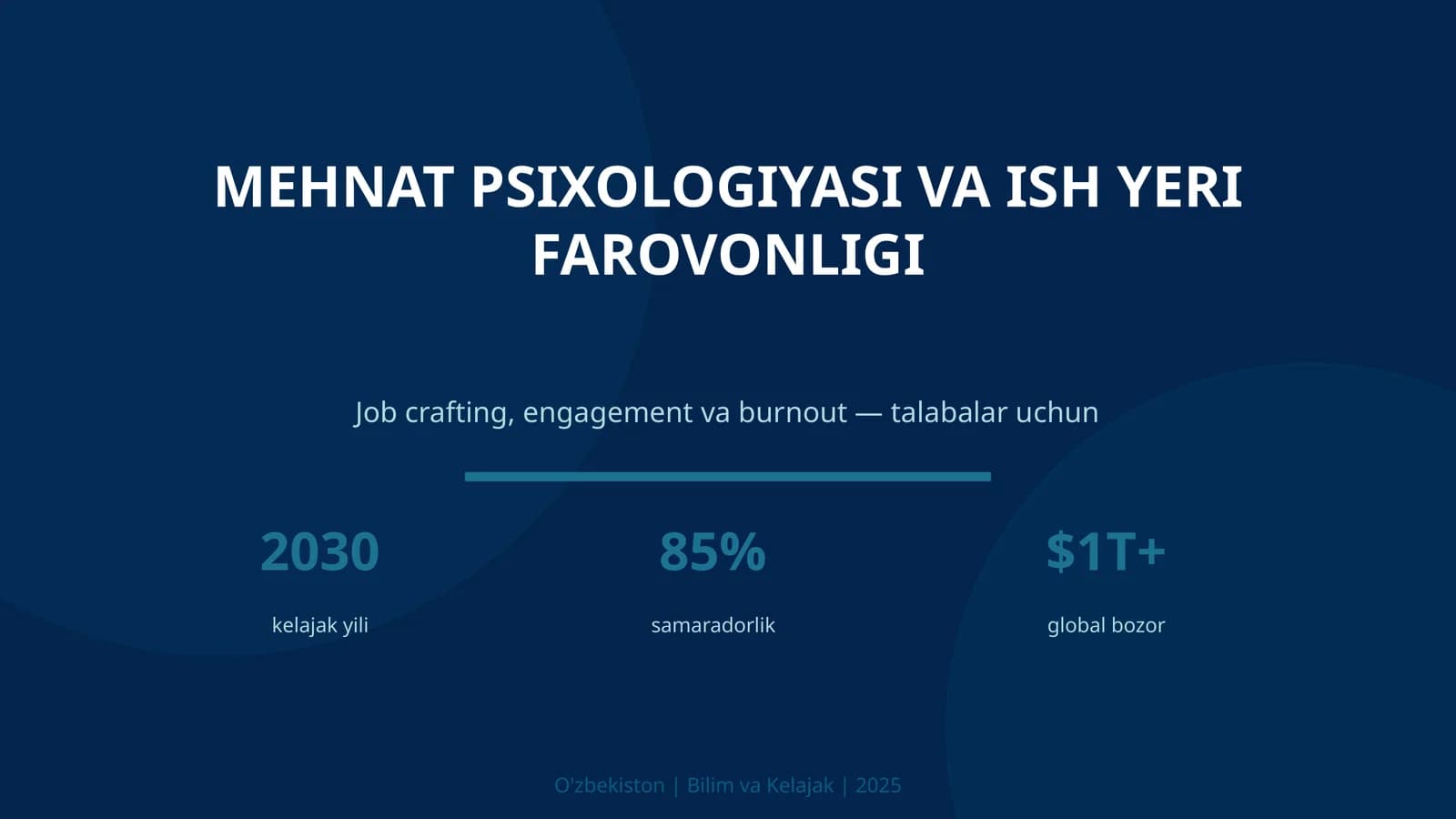 MEHNAT PSIXOLOGIYASI VA ISH YERI FAROVONLIGI